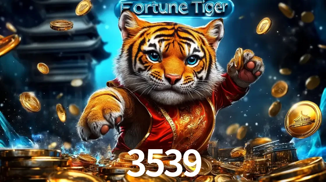 Imagem promocional do jogo de slot Fortune Tiger, com um tigre majestoso em traje tradicional cercado por uma fortuna em moedas de ouro, disponível agora no cassino 3539.