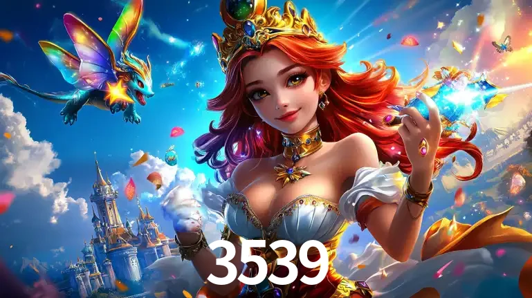 A princesa de um reino de fantasia mágico, com seu pequeno dragão, apresentando um mundo de prêmios encantados nos jogos de caça-níqueis do cassino 3539.